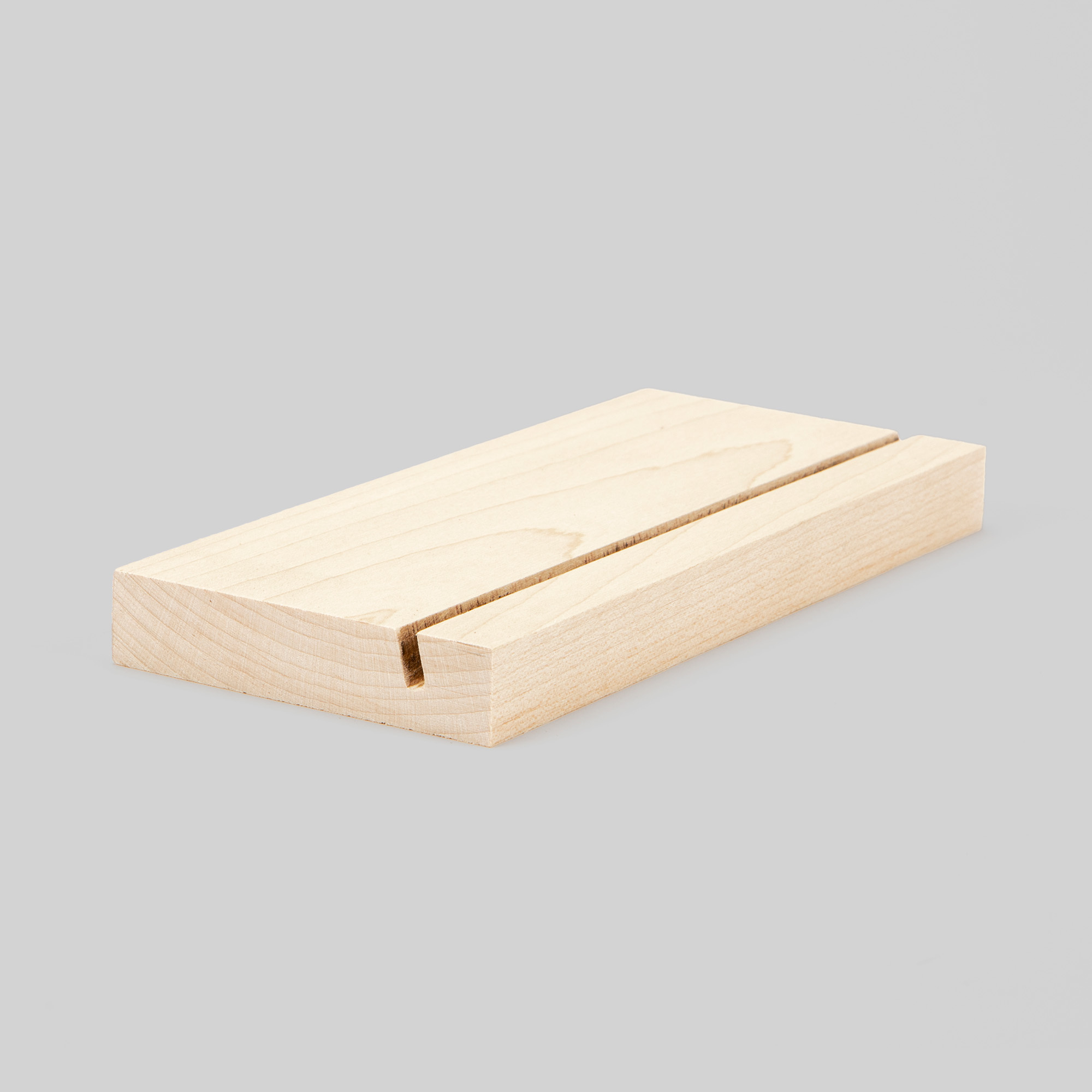 8-inch maple Wood Display Stand at an angle on grey background